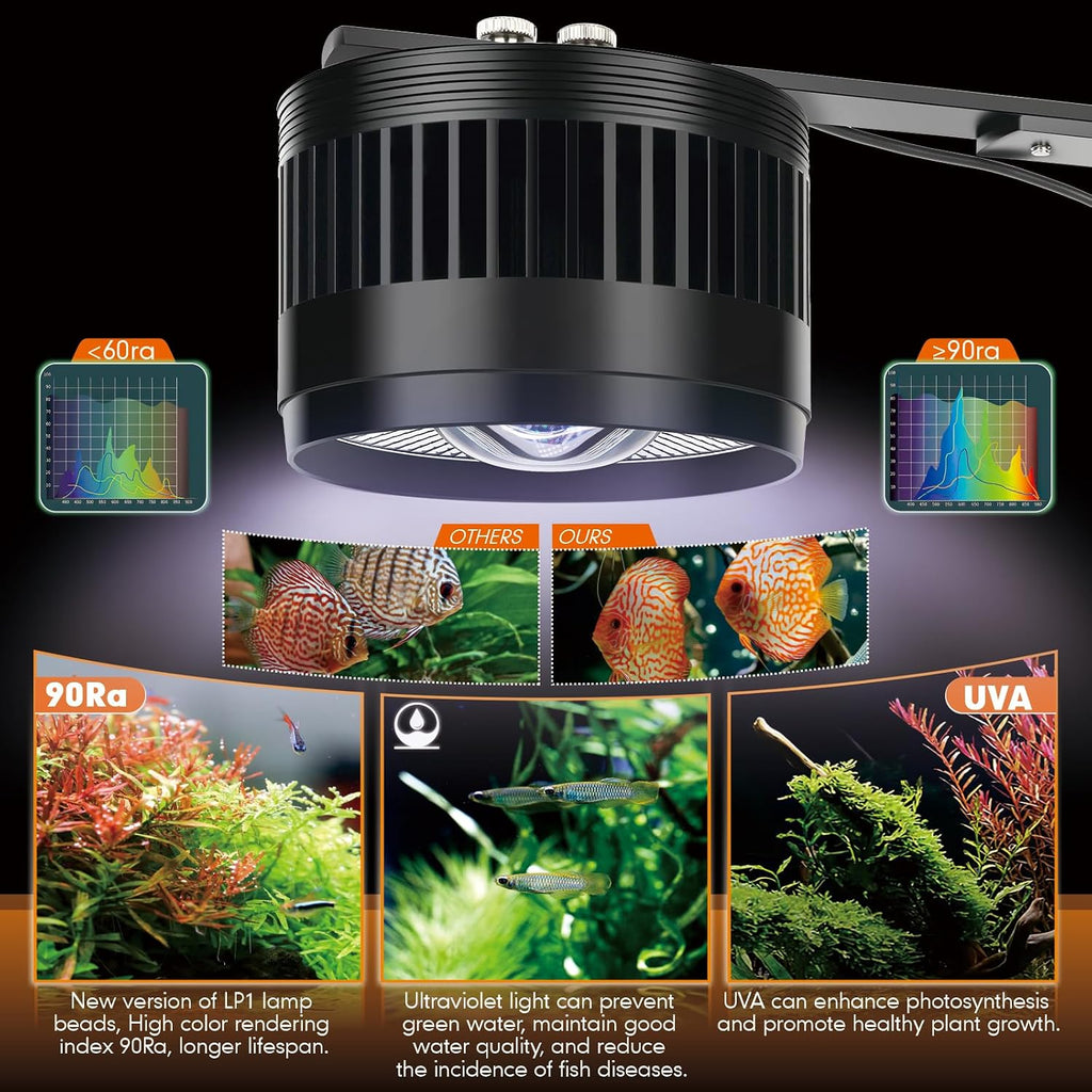 AQQA Aquarium Clip-On Stream Light with Controller, LED Fish Tank Light