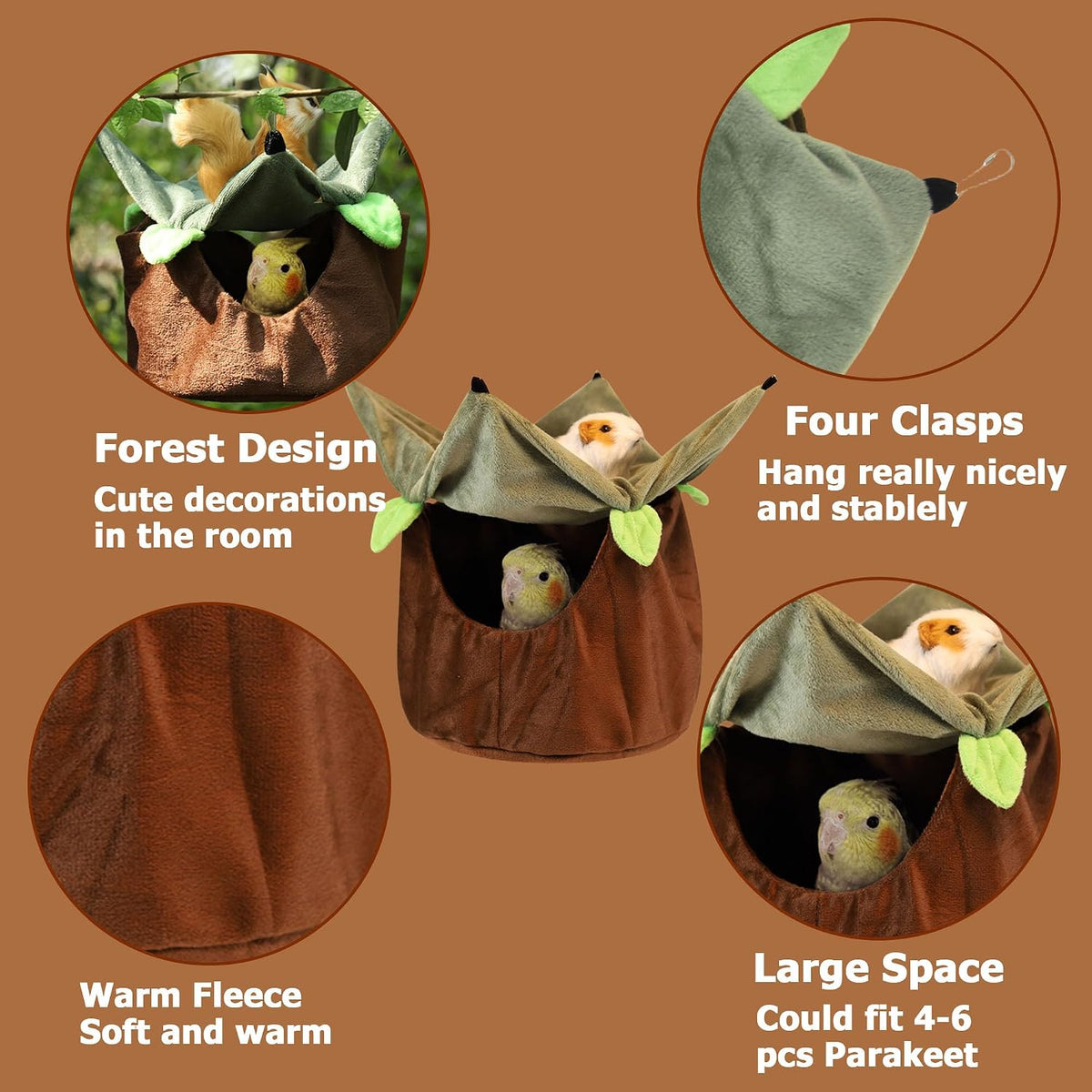 FLAdorepet 2 Layers Bird Hammock Nest Hanging Bed for Parrot Sugar Glider