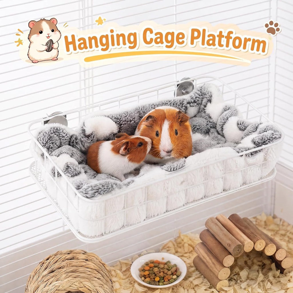 Rat Cage Platform with Mat, Chew Resistant Hanging Squirrel Ledge