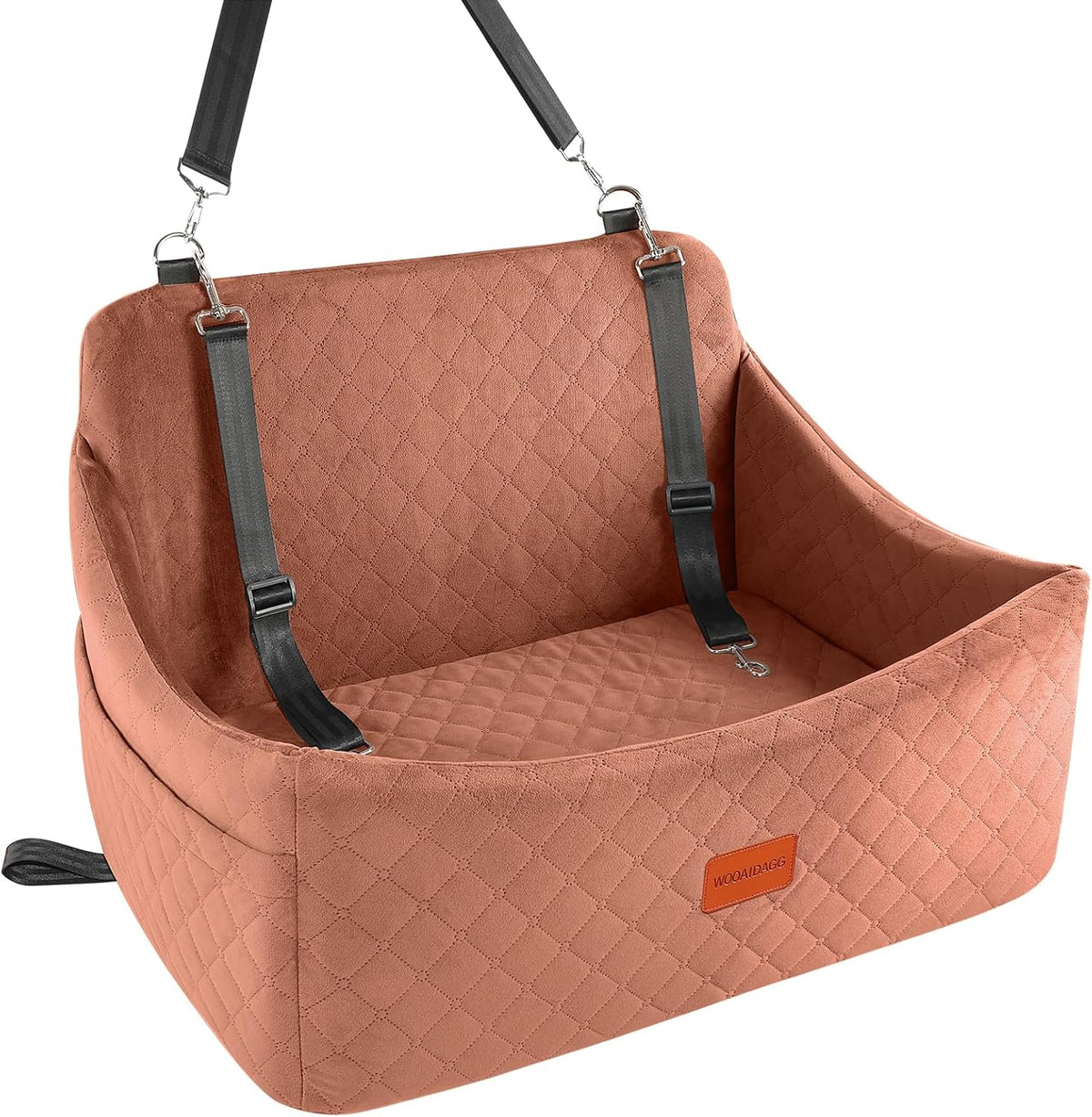 Wooaidagg Dog Car Seat for Medium & Large Dogs Up to 55lbs, Memory Foam Cushion, Washable Cover, Safety Straps & Non-Slip Bottom(Black,Large)