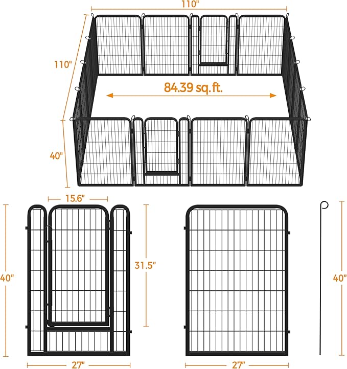 Yaheetech Dog Playpen Outdoor, 40 inch 16 Panels Dog Pen Indoor Heavy Duty - Image 6