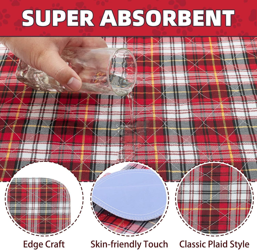 KOOLTAIL Reusable Puppy Pads, 2 Pack Washable Pee Pads for Dogs-Waterproof Non-Slip Plaid Puppy Training Pads, Absorbent Whelping Pads for Potty, Crate, Playpen, Bed, Sofa, Large Dog Mat, 31"x 36"