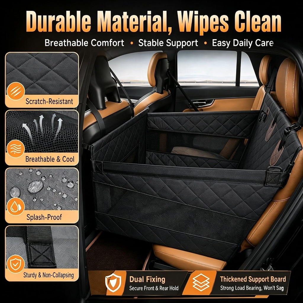 Pet Car Seat Cover, Rear Seat Dog Cover, seat Cover/Waterproof/pet Hammock, Suitable for Small, Medium Dogs. Pet seat Protectors for Trucks, sedans and SUVs, Black 02