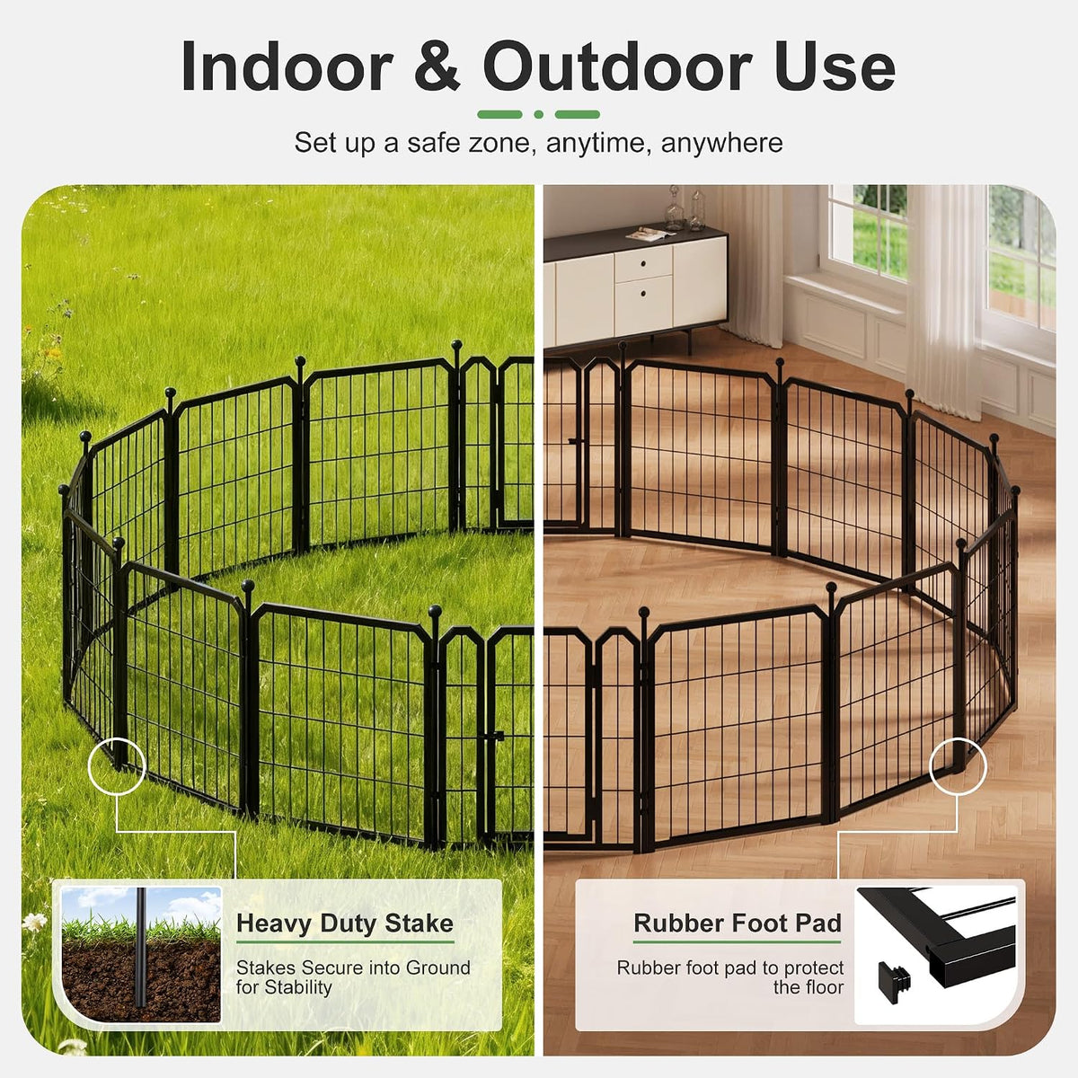 Outdoor Dog Playpen, 24 Inch 16 Panels Pet Fence, Black