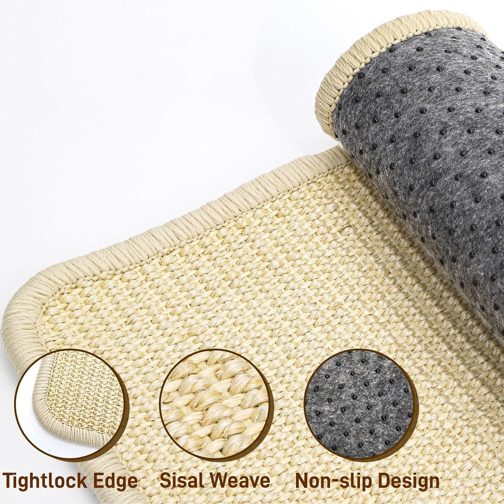 4 Pcs Rabbit Scratch Mat, 16 x 12 in Natural Sisal Bunny Scratching Pad, Rabbit Claws Teeth Care Resting Rug, Animal Chew Toy Forage Cage Accessories for Grinding, Biting, Sleeping, Nesting