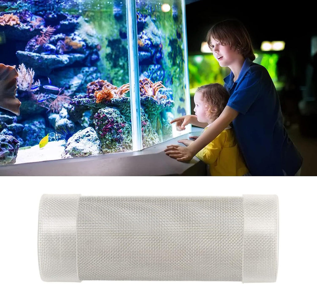Aquarium Intake Filter Mesh Fine Pore Guard Cover for Shrimp Fish Tank Stainless Steel L 1 Pack