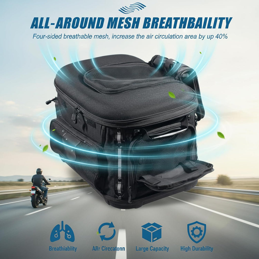 Motorcycle Dog Carrier, Foldable Cat Pet Crate Motorcycle Riding Travel Luggage Bag for Road King Street Glide Passenger Seat Sissy Bar Luggage Rack Touring Trike 20lb Pet