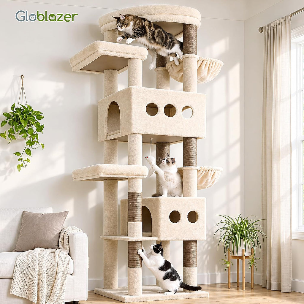 Globlazer 84in Tall Multi-Level Cat Tree Tower for Indoor Cats Large Adult