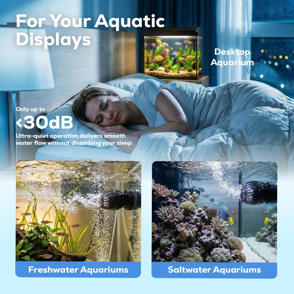 Aqua Dream 1600 GPH 24V DC Wave Maker Pump - Sine Wave Technology Ultra Quiet Circulation Pump with LED Digital Controller, Magnetic Mount for Marine & Coral Reef Aquariums - 1 Pc
