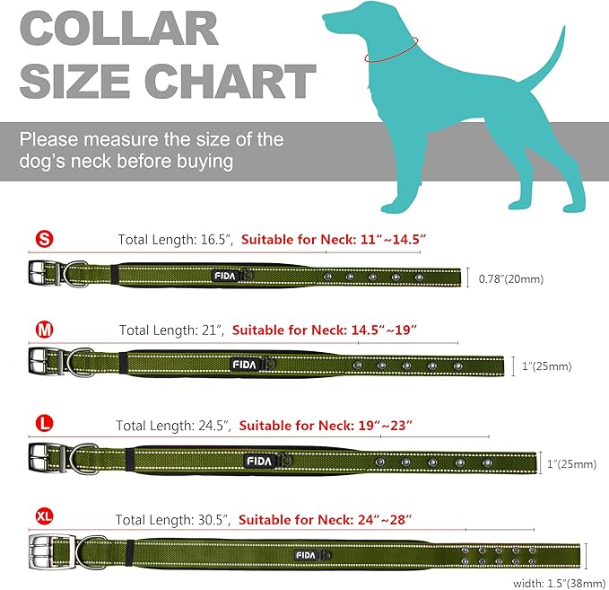 Fida Heavy Duty Dog Collar, Ultra Comfortable Soft Neoprene Padded, Adjustable - Image 6