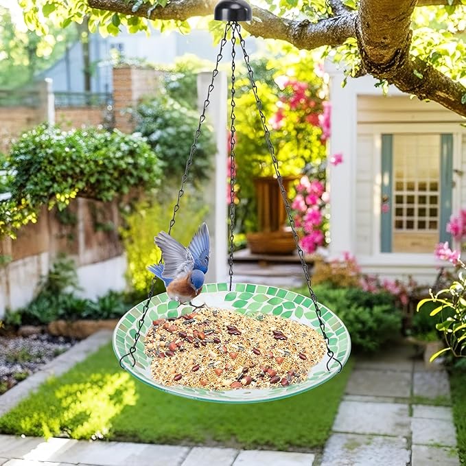 VCUTEKA Hanging Bird Bath, Glass Mosaic Bird Baths - Image 2
