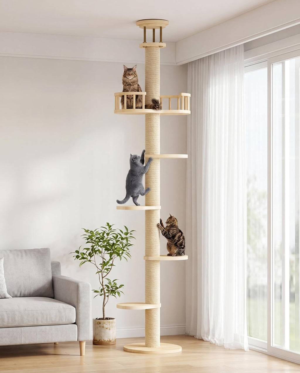 Cactus Floor-to-Ceiling Cat Tree, Adjustable Height (87-104 inch)