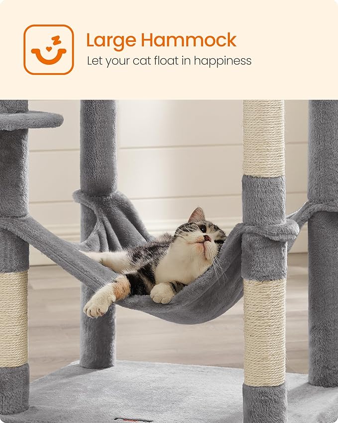Feandrea Cat Tree, 73.2-Inch Tall Cat Tower, Plush Multi-Level Condo - Image 7