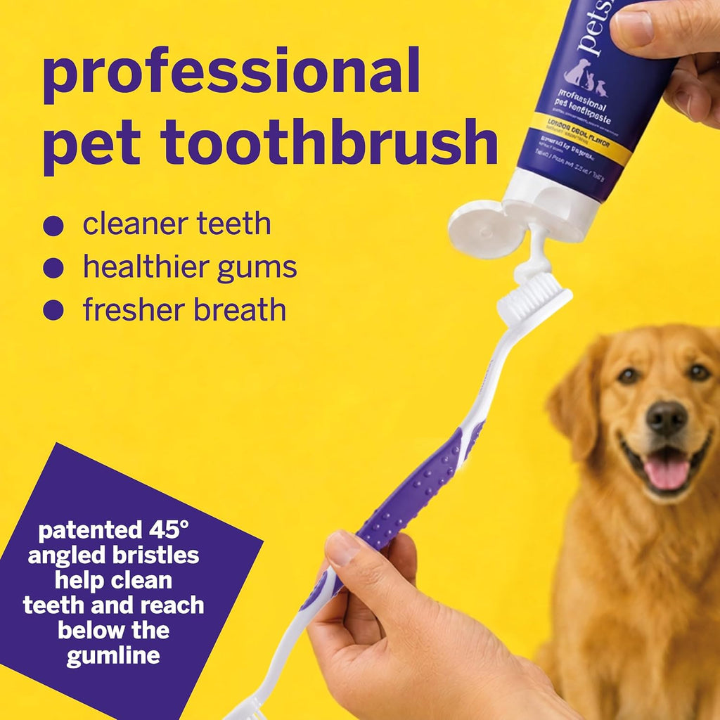 petsmile Professional Pet Toothbrush, Patented 45° Cats + Dogs