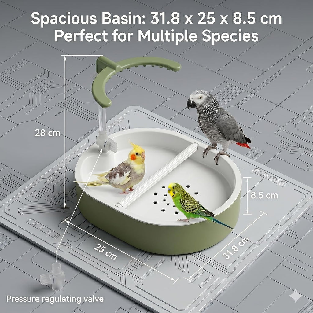 Bird Shower, Parrot Shower Fountain, Adjustable Water Flow