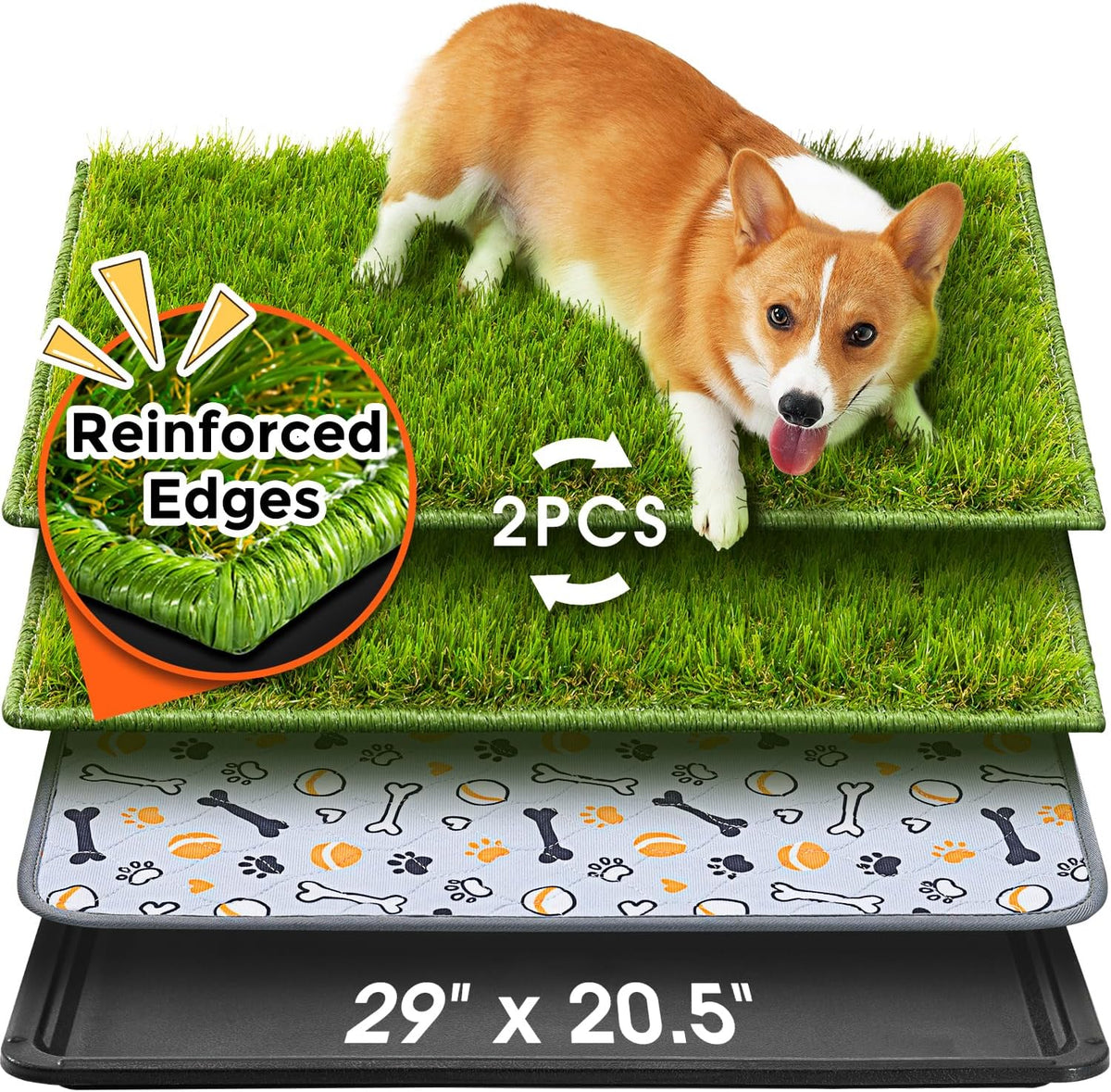 Hompet Washable Pee Pads for Dogs, 22"x14.5", 2-Pack Thick Heavy Absorbency Reusable Pee Pads Prevent Leakage Non-Slip, Pet Training Pads for Puppy Playpen, Crate, Potty, Floor, Bed, Sofa