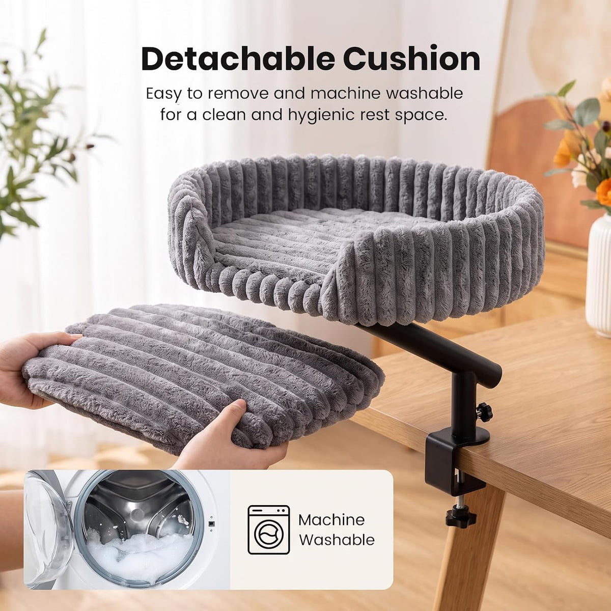 Desk Cat Bed Adjustable 360° Rotating Clamp-On Cat Perch Holds Up to 44 Lbs