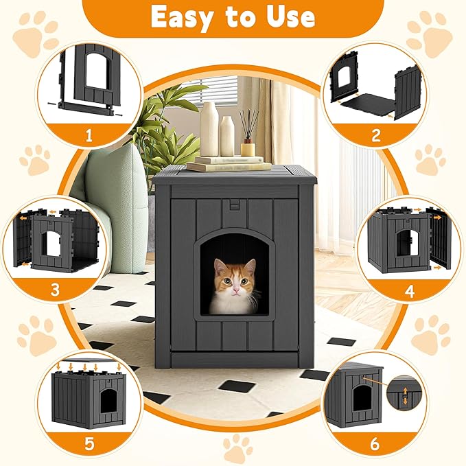 Cat Litter Box Enclosure, Openable Front Door & Raised Floor - Image 8
