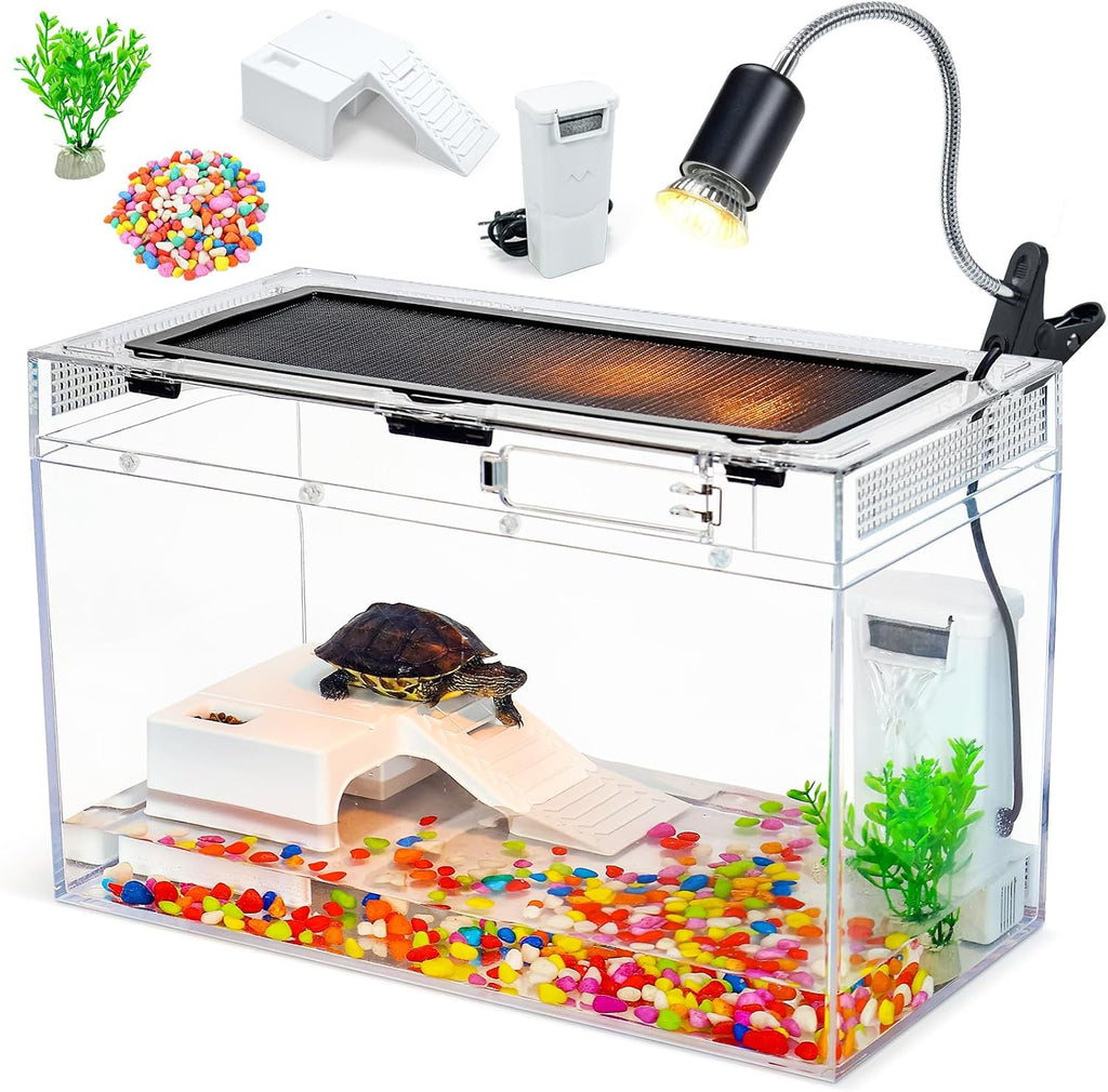 12x7x6 Turtle Tank Kit with Heating Lamp & Filter