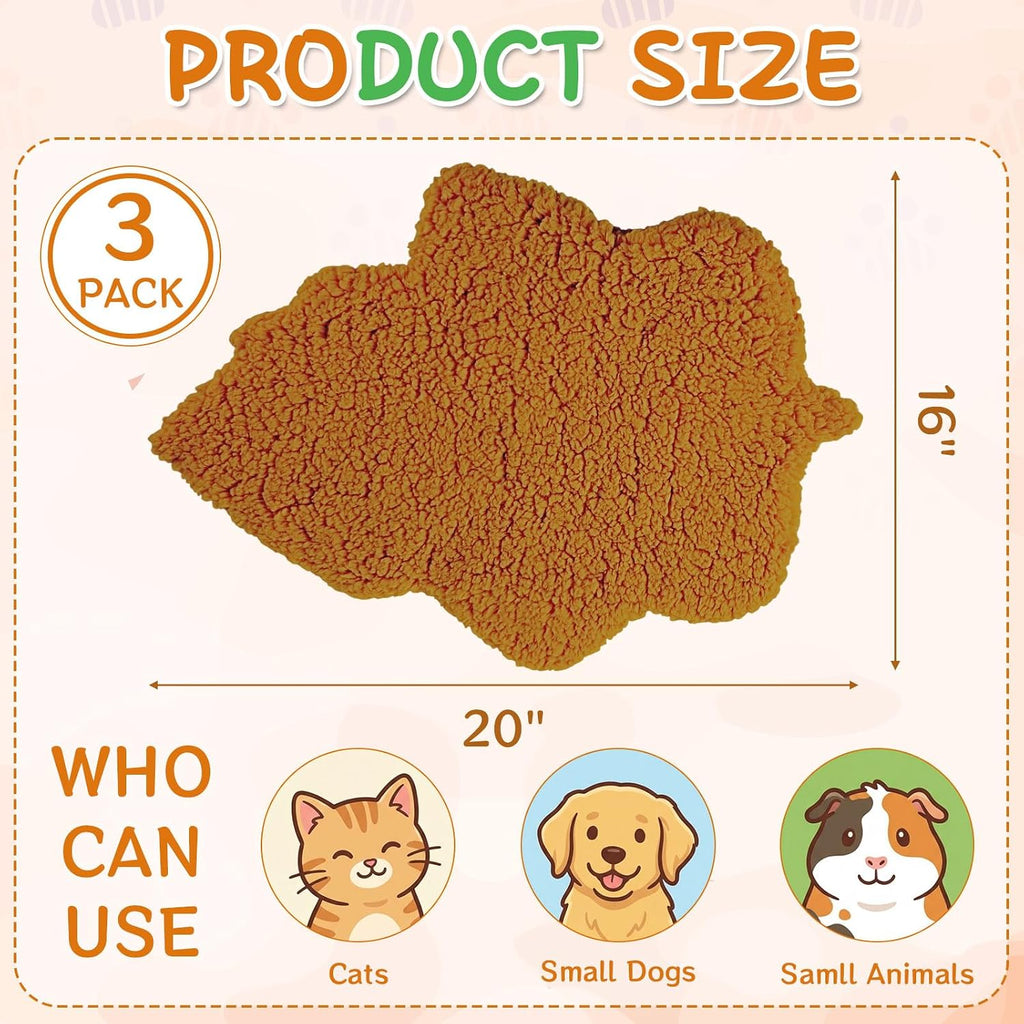 3Pack Self Warming Pet Bed Leaf Pad, Orange, Small-16 x20