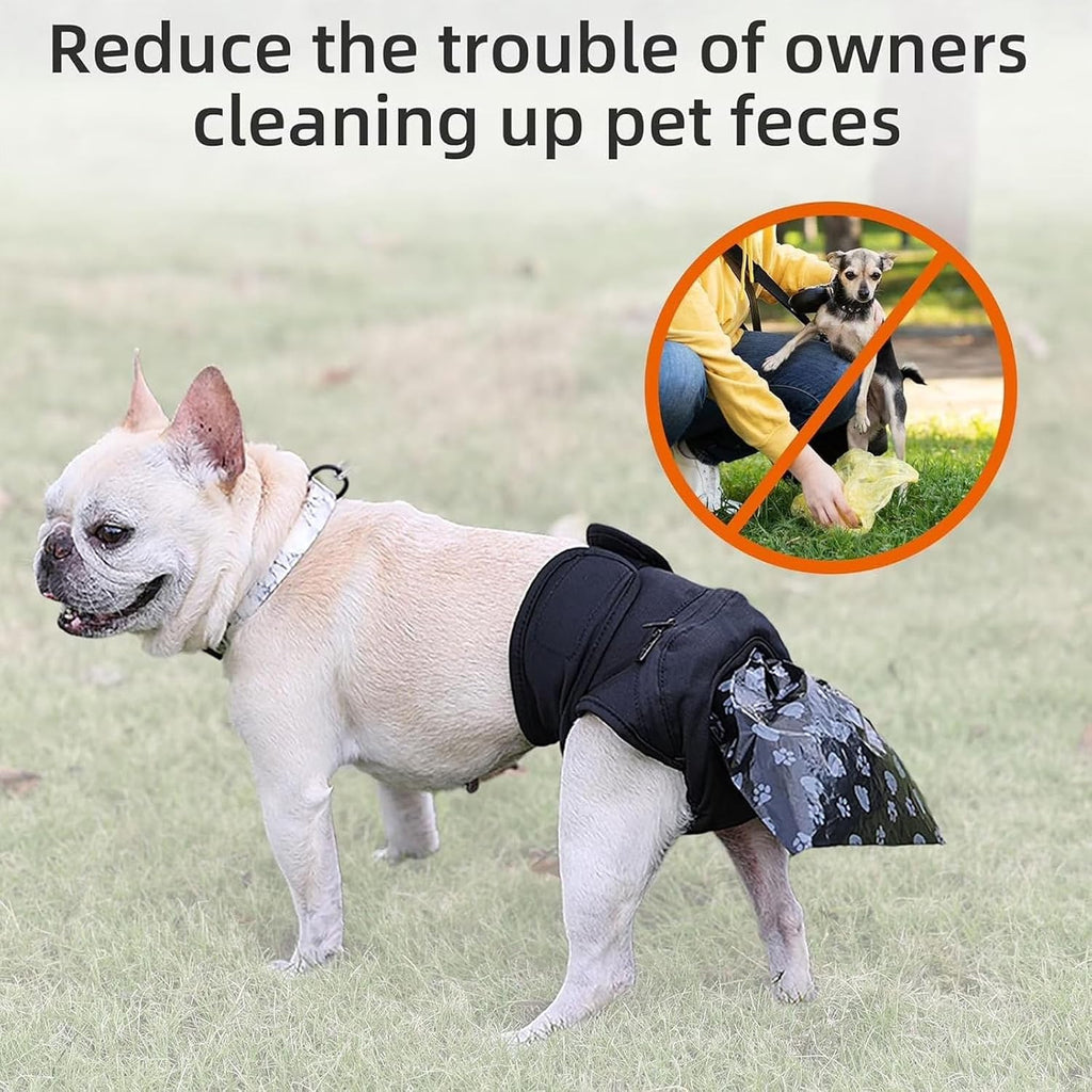 Reusable Dog Poop Pants with 50pcs Poop Bags, Adjustable Dogs Sanitary Pants for Incontinence & Outdoor Walking, Dog Poops Collection Pants for Senior and Disability Dogs (XS)
