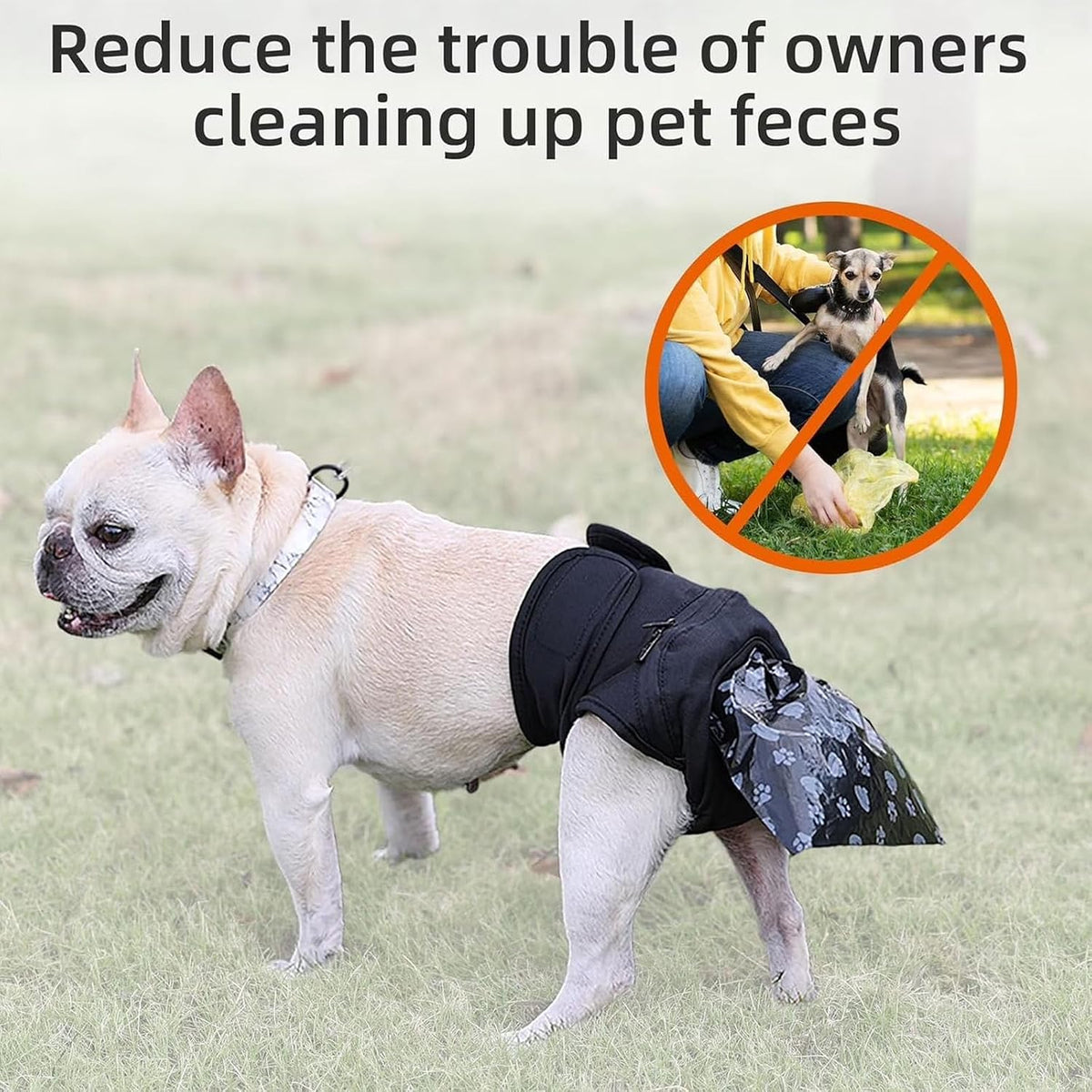 Reusable Dog Poop Pants with 50pcs Poop Bags, Adjustable Dogs Sanitary Pants for Incontinence & Outdoor Walking, Dog Poops Collection Pants for Senior and Disability Dogs (XS)
