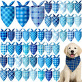 Abbylike 50 Pcs Plaid Dog Bandanas Bulk Blue Checkered Bandanas by Abbylike
