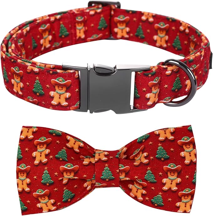 Christmas Dog Collar, Soft Pet Collar Gingerbread Man Cute Dog Collar by BoboRainbow