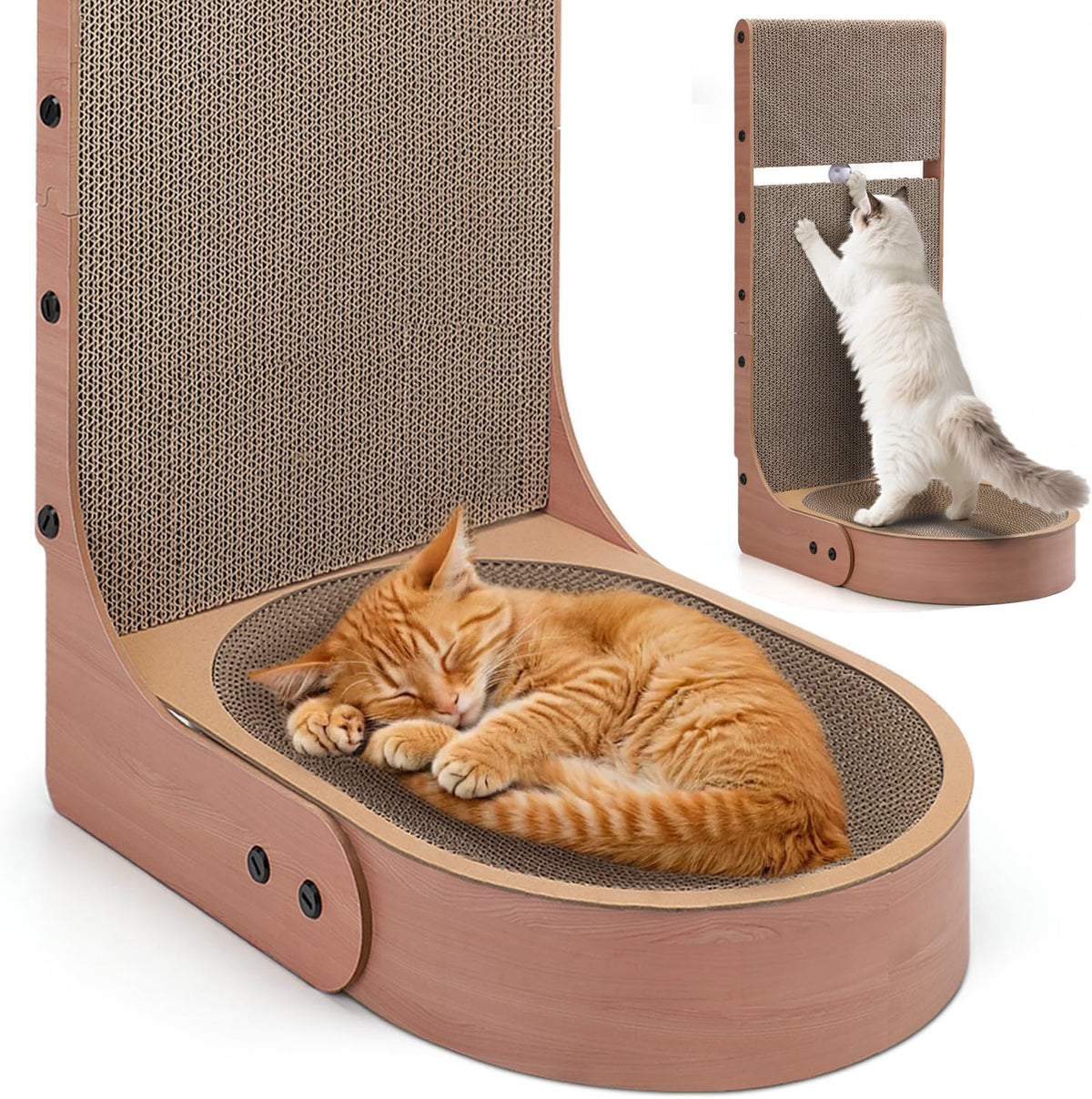 Cat Scratcher, 2 in 1 L Shape Wall Mounted Scratch Pad with Cat Bed Bowl