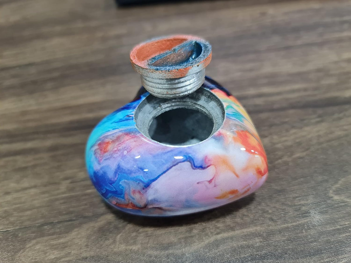 eSplanade Metal Mini Cremation Urn Heart-Shaped Keepsake Memorial Jar Pot Container | Small Urn for Funeral Ashes Burial | Wave Textured Metal Keepsake with Stand | Multicolor - 2.75" Inches
