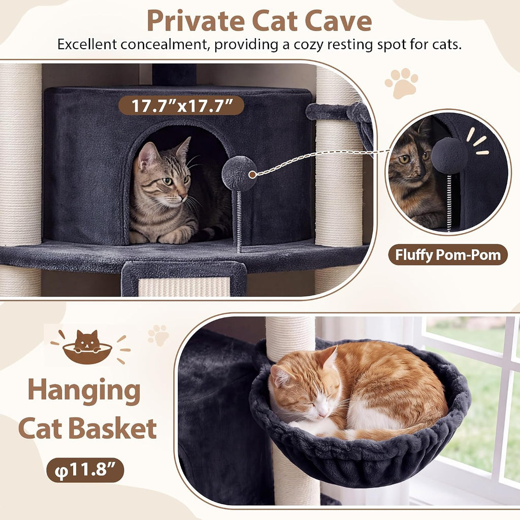 Cat Tree Tower for Corner with Large Platform & Condo GCT025G