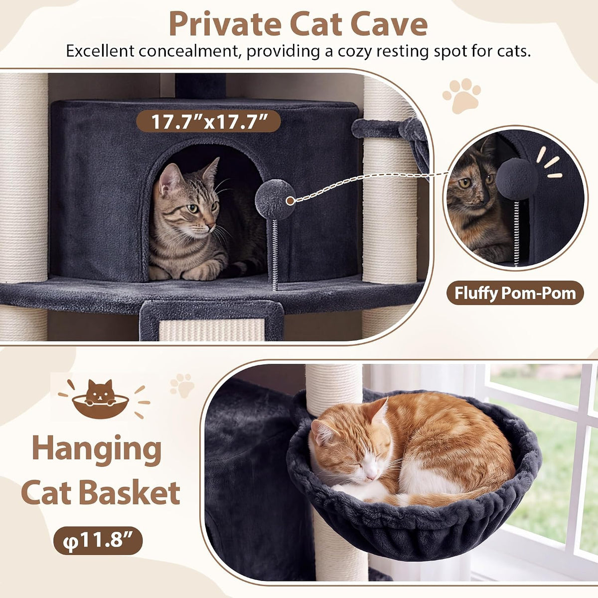 Cat Tree Tower for Corner with Large Platform & Condo GCT025G