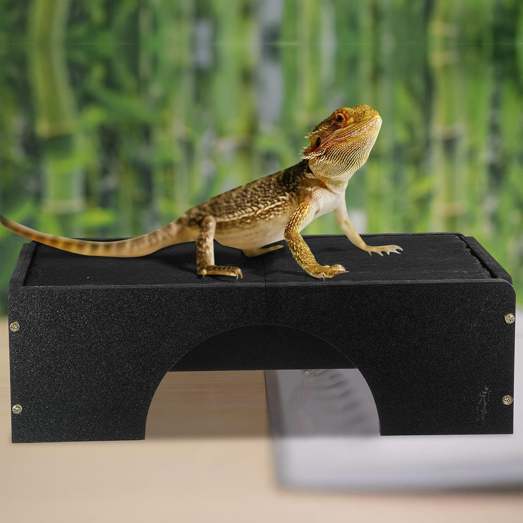 Weysat Large Bearded Dragon Basking Platform Reptile Hide Cave, 12.6x7x3 in