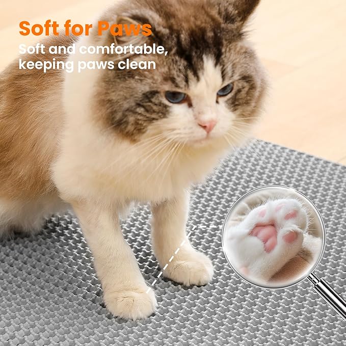 Jumbo Cat Litter Mat, 46x26 Inches Double Layer Honeycomb Litter Trapping Mat - Image 7