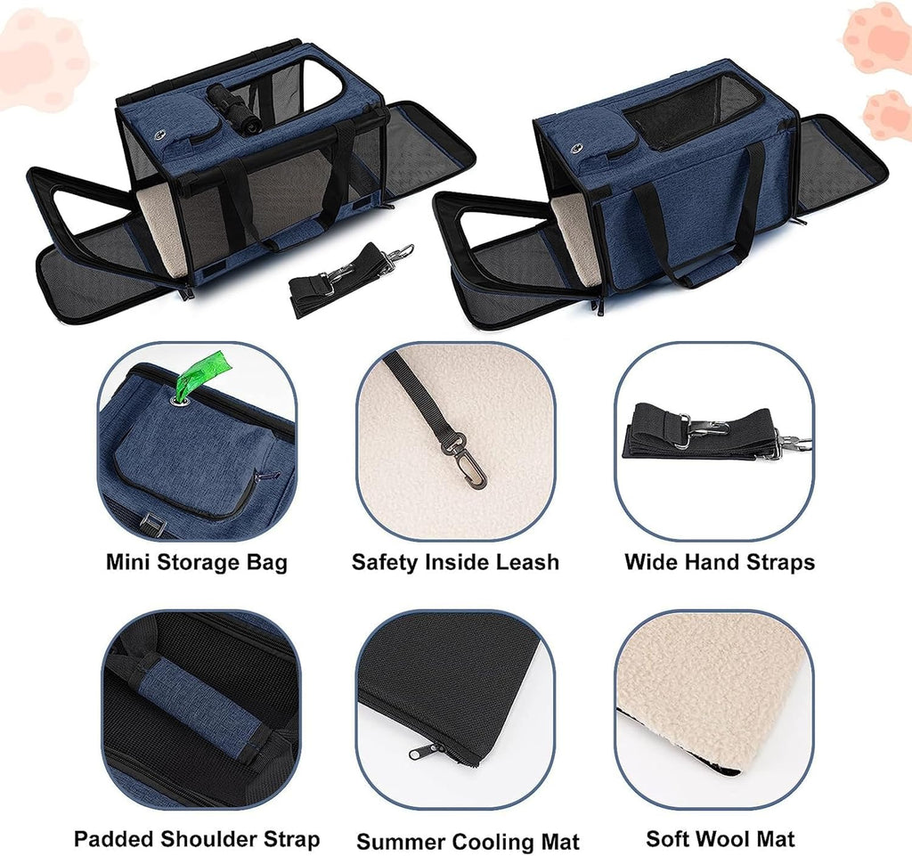 GAPZER Medium Cat Carrier Large Cat 15 lbs+ Soft Pet Car Cage Small Puppy