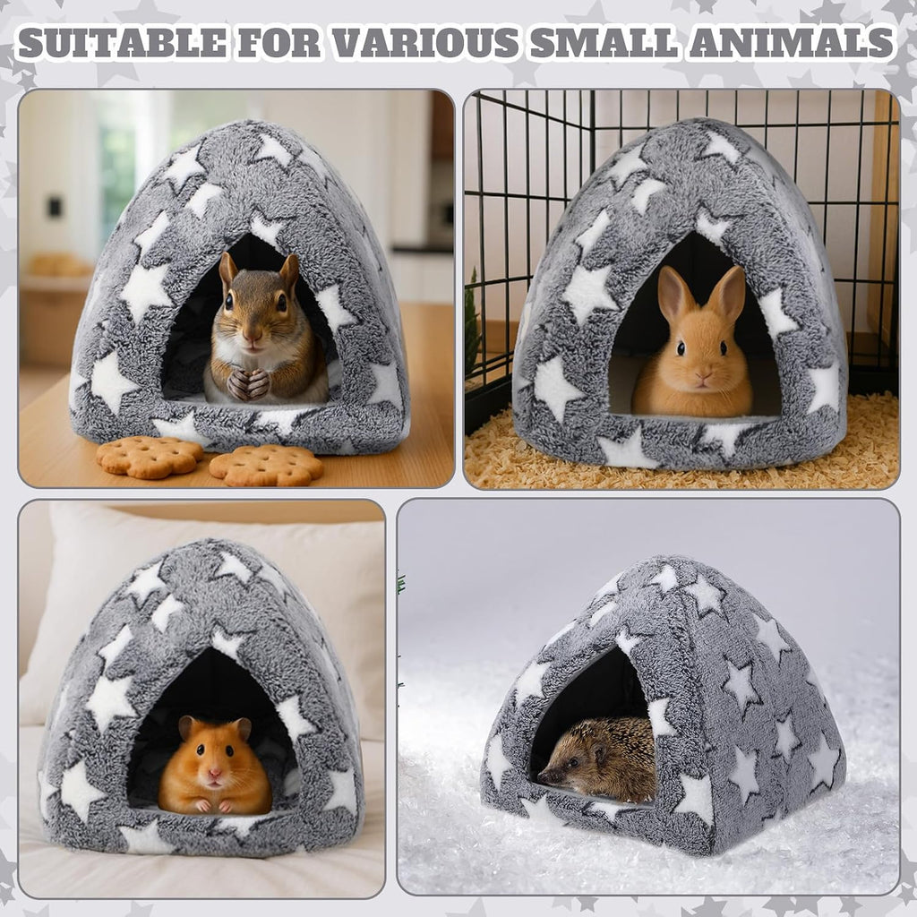 10 x 10 Inch Guinea Pig Hideout Bed with Self Warming Pad, Star