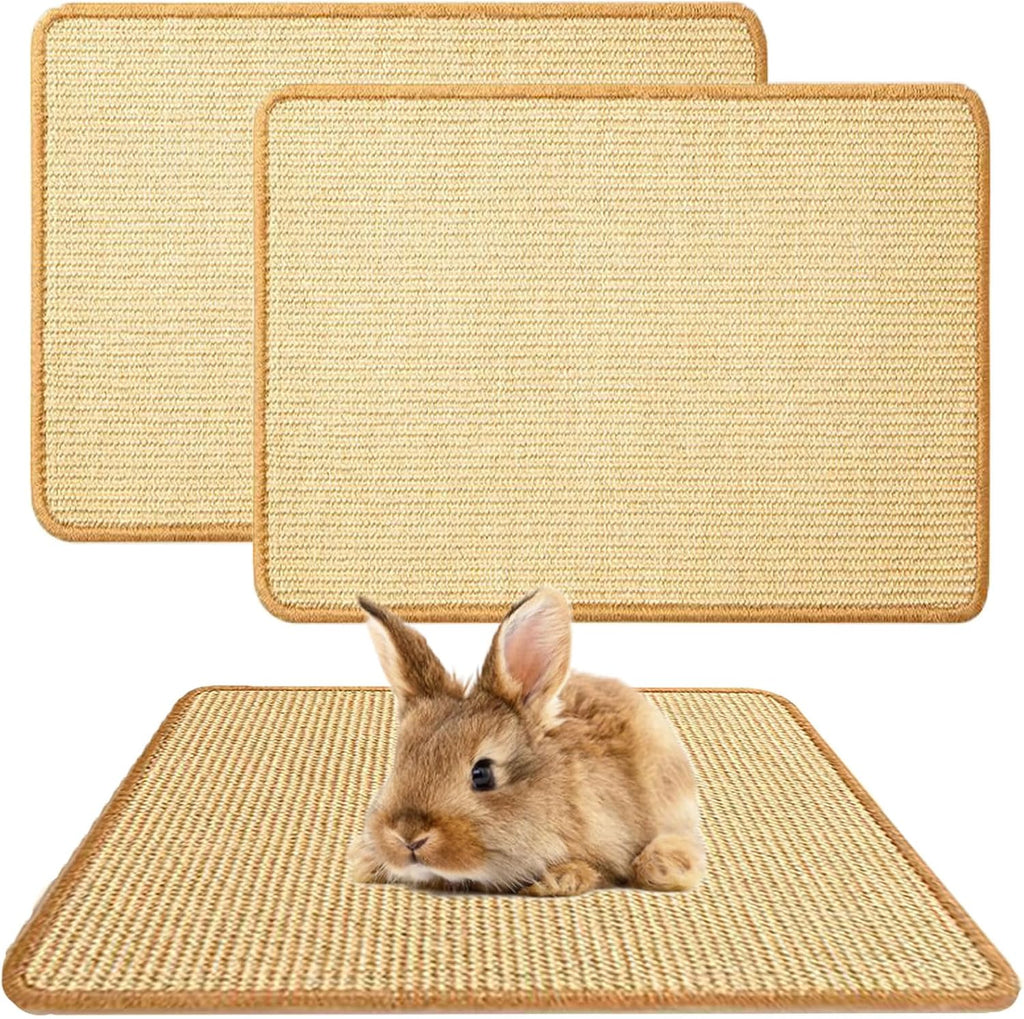 2PCS Rabbit Scratch Mat, Natural Bunny Pad Claws and Teeth Care, 16x12