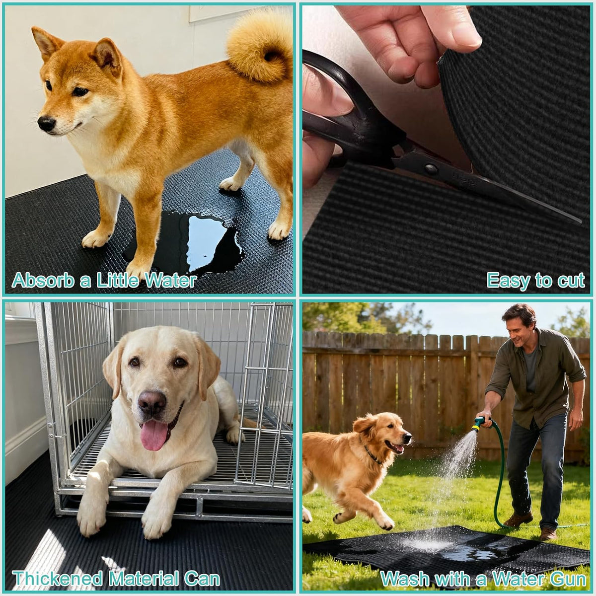 Pet Crate Floor Protection Mat, Mat for Under Dog Crate, 31.5" x 43.3" XXL Cut to Fit Design Washable Floor Covering Reusable Waterproof Non Slip Rug Whelping Pad for Pet (XX-Large)