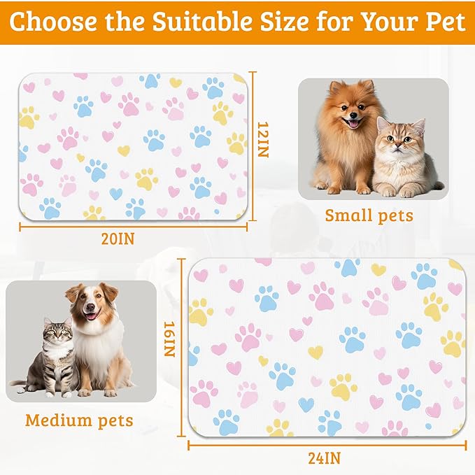 Dog Bowl Mat, Colorful Dog Paws Pet Feeding Mat - Image 6