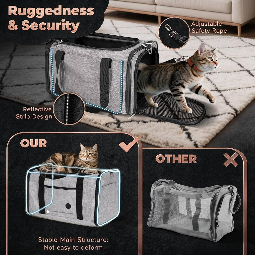 YUDODO 25lbs Cat Carrier Lightproof Soft Sided Pet Carrier for Large Cat