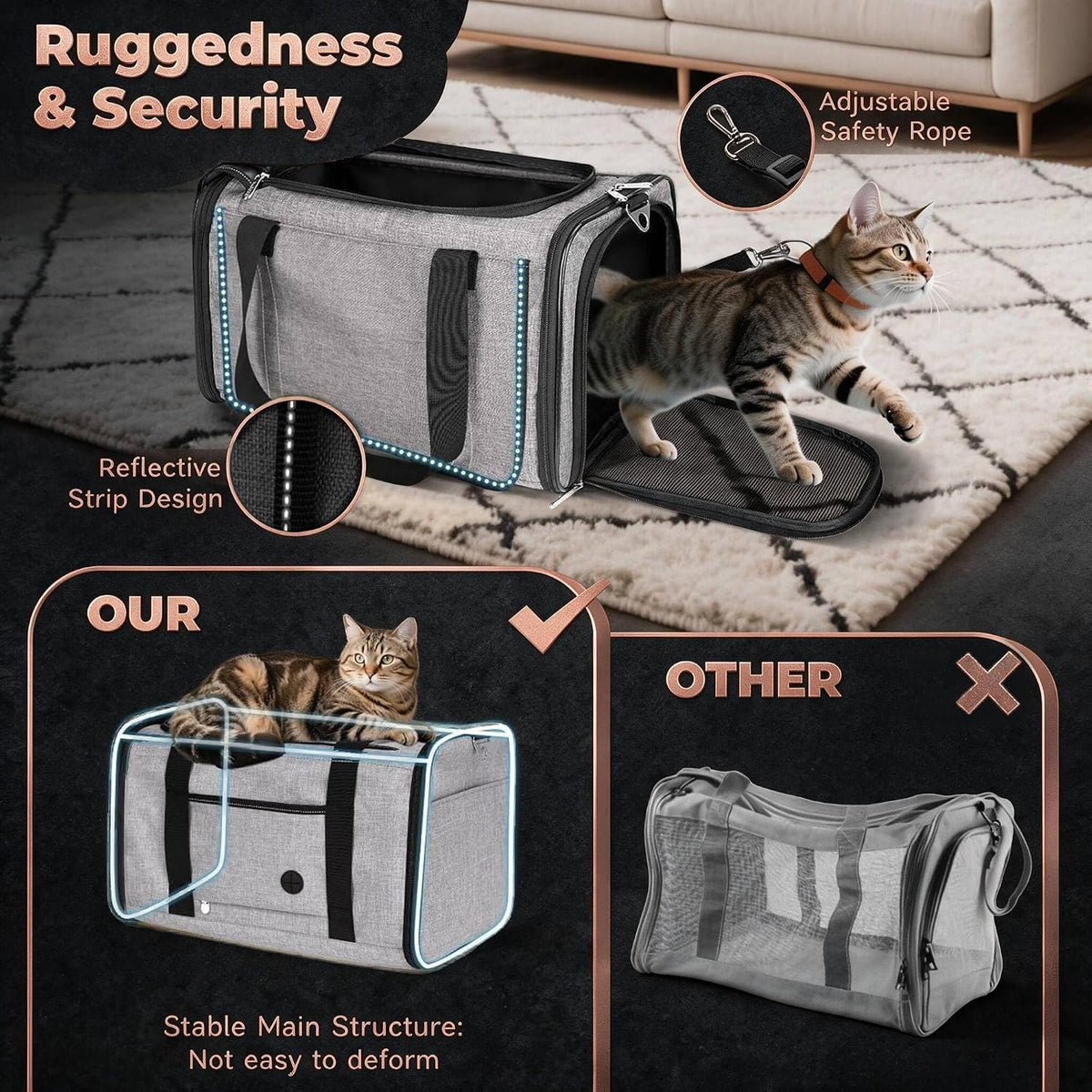 YUDODO 25lbs Cat Carrier Lightproof Soft Sided Pet Carrier for Large Cat