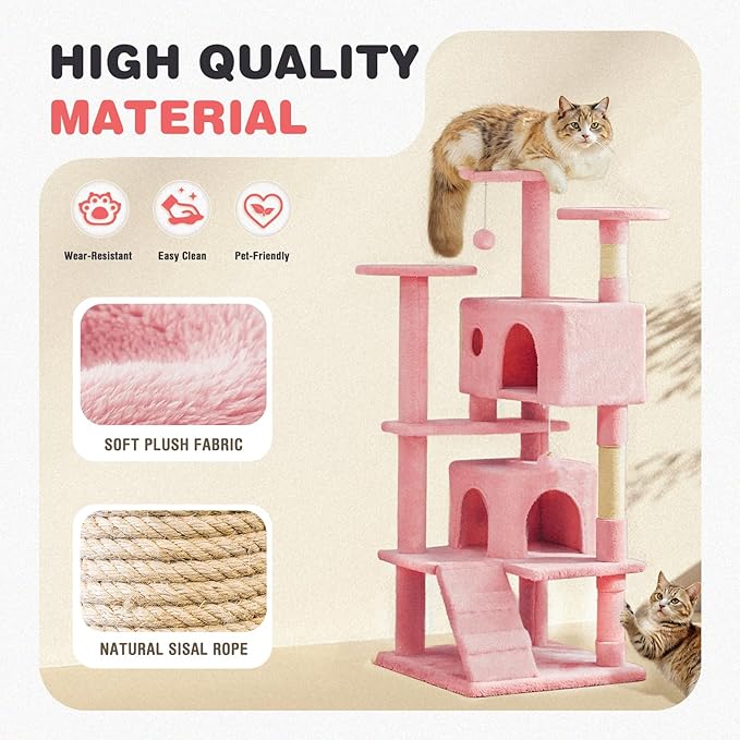 Cat Tree 54 Inch, Sisal Scratching Posts and Climbing Ladder, Pet Play Toy - Image 6