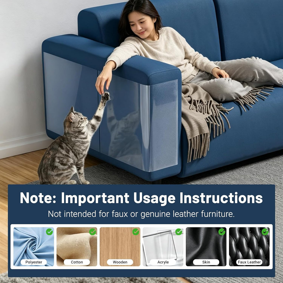 Anti Cat Scratch Furniture Protector, Single-Sided Sticky Couch Protector