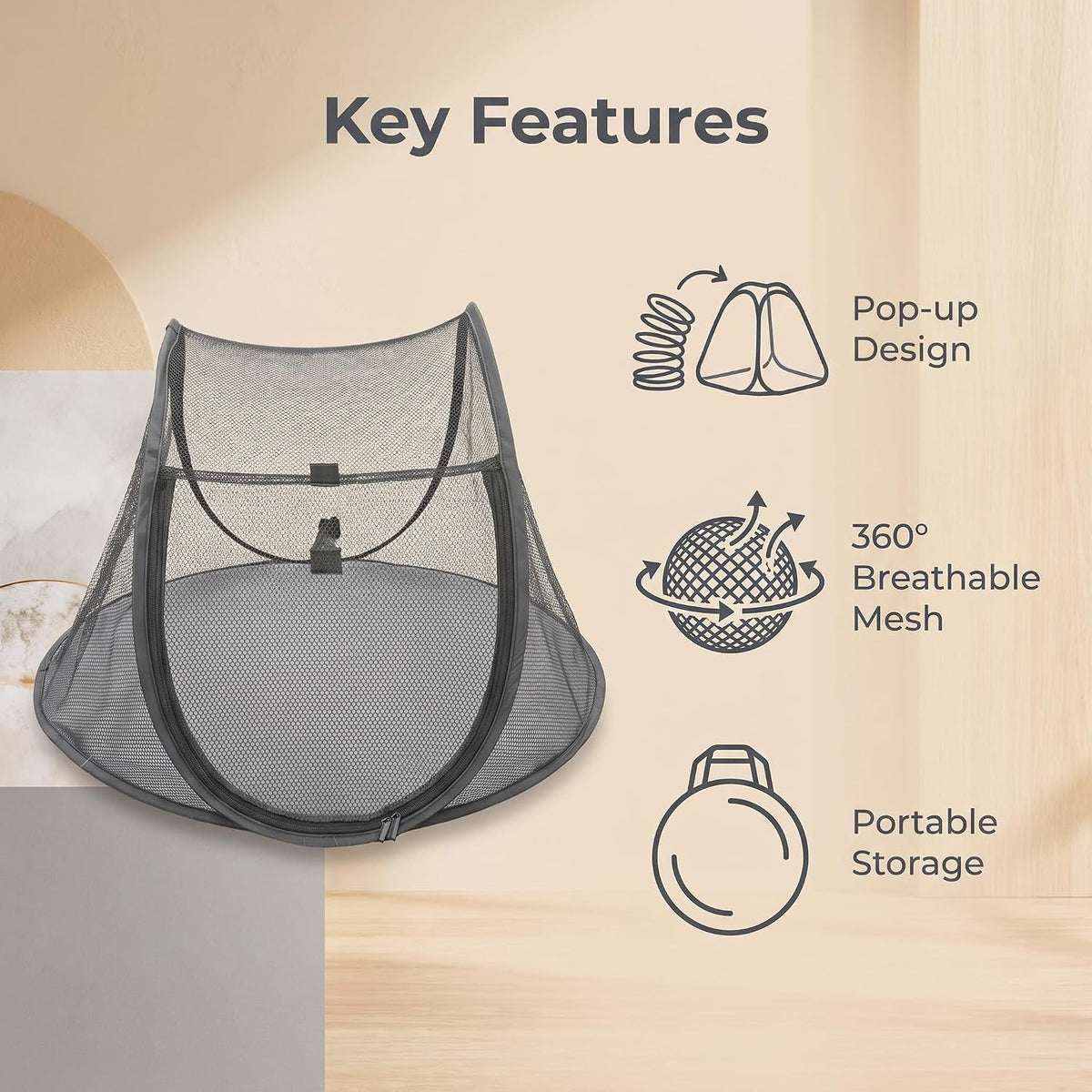 Pop-Up Cat Playpen, Portable Mesh Pet Tent, Indoor Outdoor Foldable Exercise Fence for Kittens, Rabbits, Guinea Pigs & Small Critters