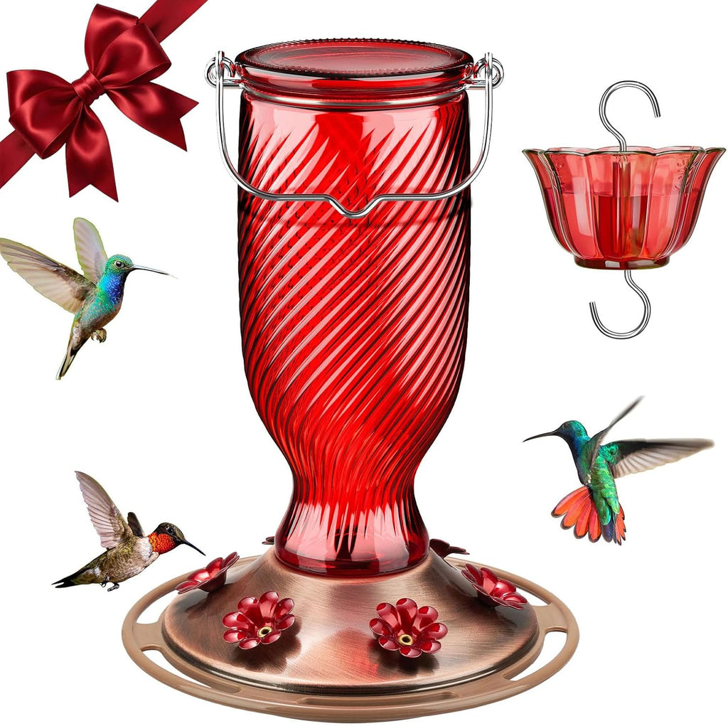 Kingsyard 24 Oz Glass Hummingbird Feeder for Outdoors