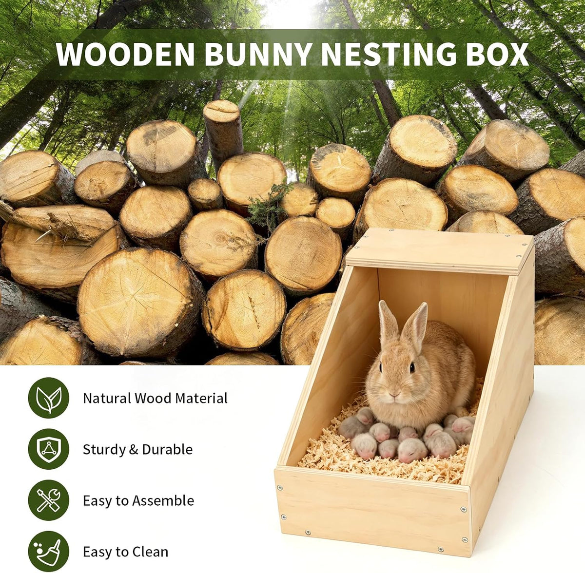 Wooden Rabbit Nesting Box for Breeding(14.6 * 8.7 * 8.3 Inch)