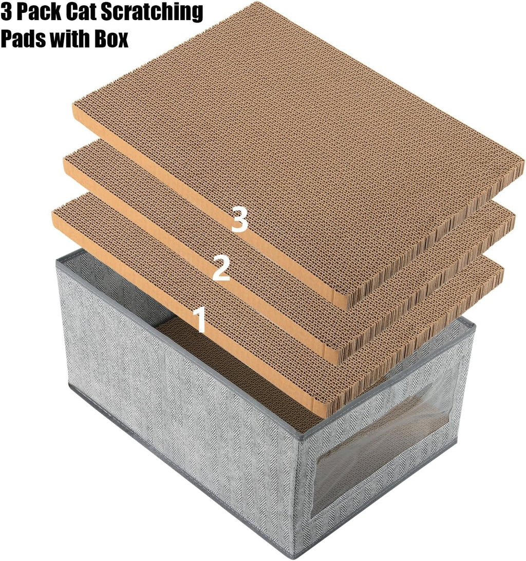 Kichwit Large Cat Scratching Pads, 3pcs Cat Scratcher Cardboard with a Box