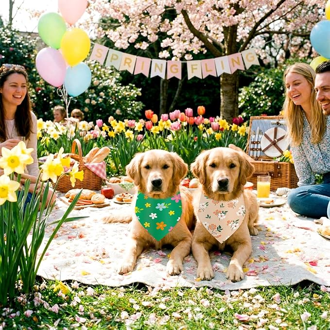 Abbylike 50 Pieces Spring Dog Bandanas Bulk Flower Daisy Sunflower Dog Bandanas - Image 4