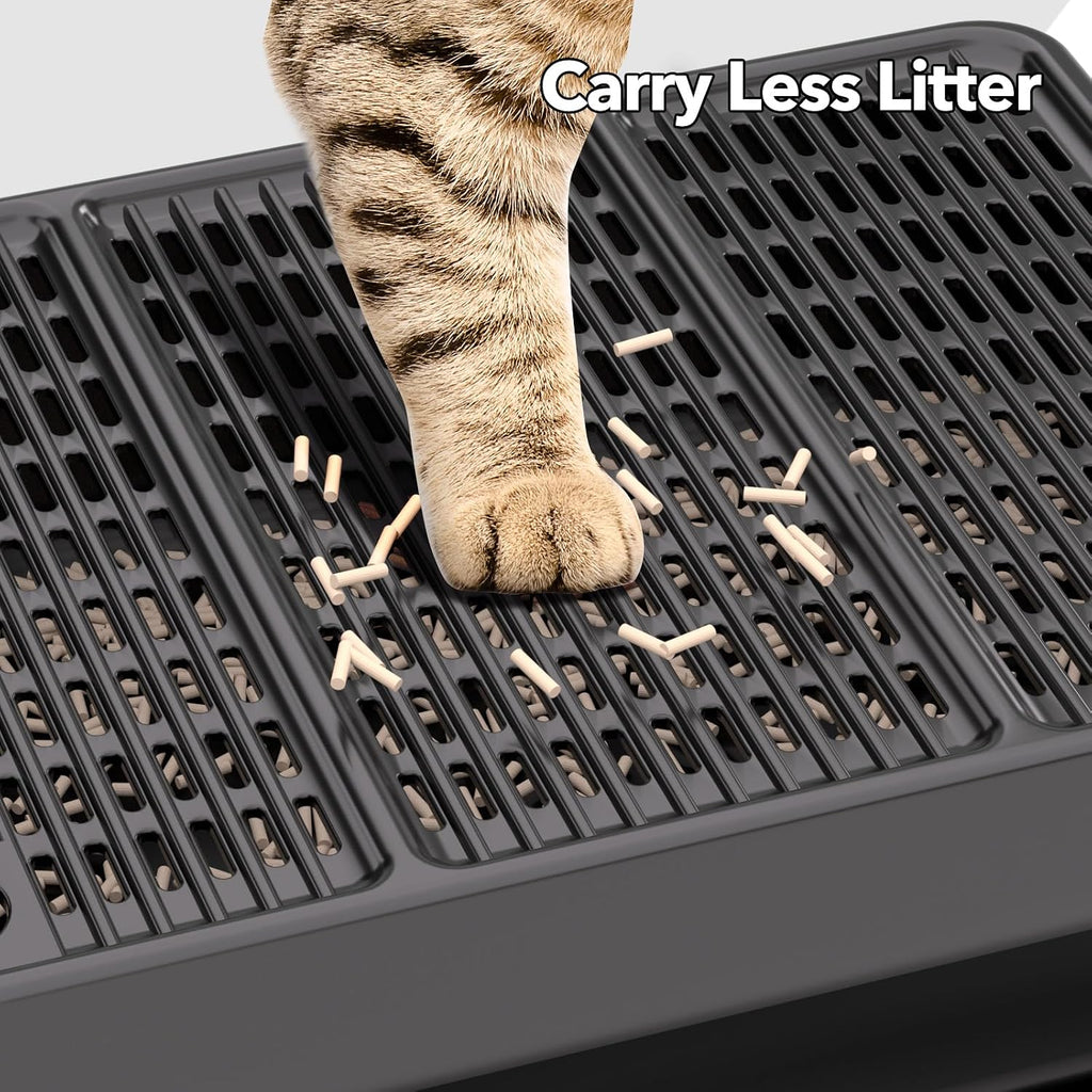 Large Litter Box Step, Litter Box Ramp 16"x11" Litter Catcher Mat, Double Layer Anti-Tracking & Easy Clean, Ideal for Kitten & Elderly Cats Ramp