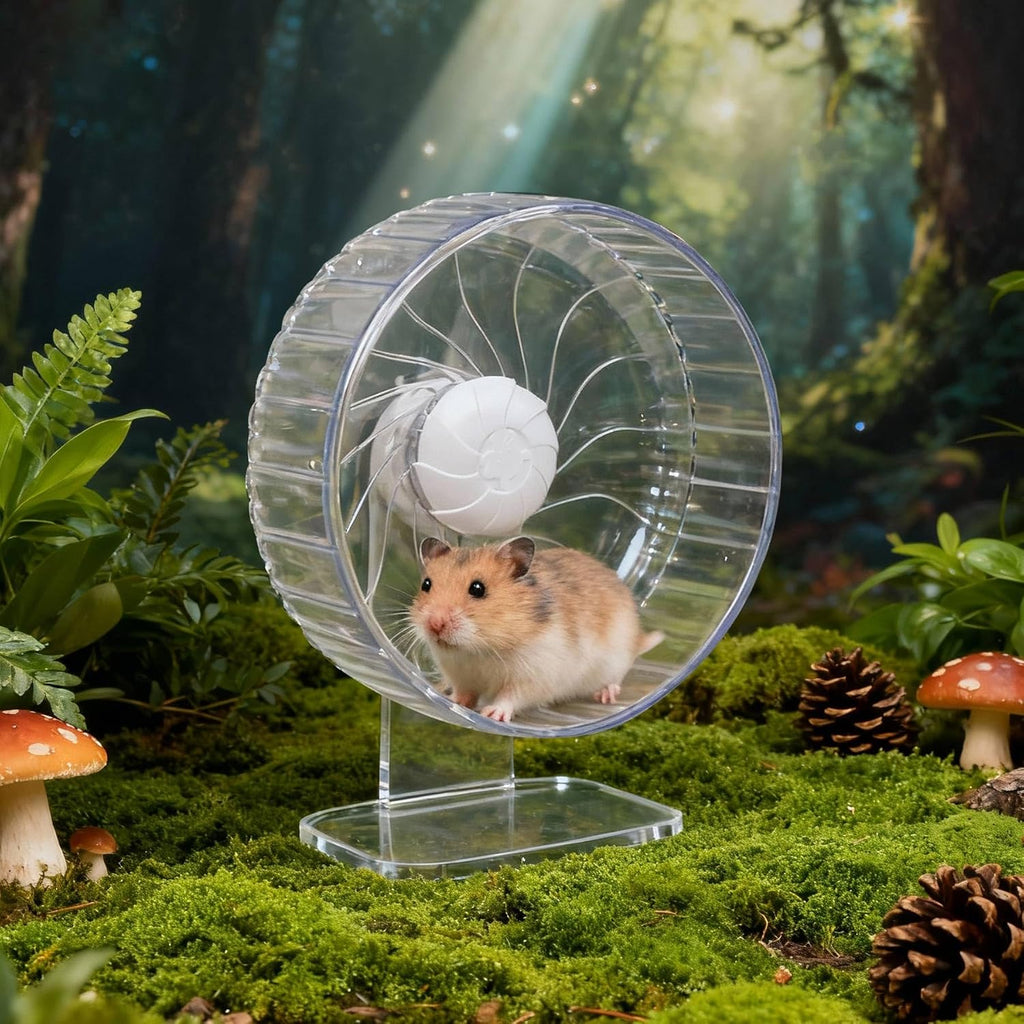 8 inch Silent Hamster Wheel with Adjustable Stand, Clear